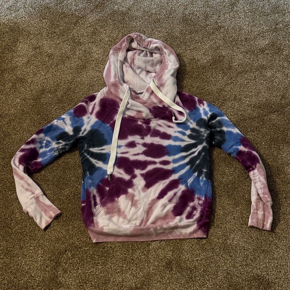 NSF Tie-Dye Cowl Neck Hoodie - Purple and Blue